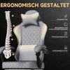 Gaming-Stuhl, höhenverstellbar 10,2 cm, Rückenlehne 90–135°, Grau, Lederbezug，58.5x63x120.5 cm Bild 4