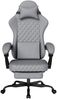 Gaming-Stuhl, höhenverstellbar 10,2 cm, Rückenlehne 90–135°, Grau, Lederbezug，58.5x63x120.5 cm Bild 2