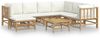 vidaXL 8-tlg. Garten-Lounge-Set mit Cremeweißen Kissen Bambus 3155191 Bild 2