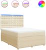 vidaXL Boxspringbett mit Matratze Creme 160x200 cm Stoff 3294426 Bild 2