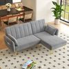 Ecksofa aus Samt 191,5x130,5x80 cm mit Schlaffunktion, grau Bild 2