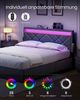 VASAGLE Doppelbettgestell, LED, 4 Schubladen, Ladestation, verstellbares gepolstertes Kopfteil, Metallbett, dunkelgrau, 180 x 200 cm Bild 3