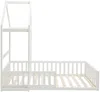 Vente-unique - VARLAINE Bett Holz, Platte Weiß - B 96,5 cm x H 187 cm x L 196,2 cm Bild 4