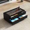 Merax Schwarzer Couchtisch 100x50x40cm, Kaffeetisch mit 4 Schubladen, LED, gehärteter Glasplatte & Hochglanz, Spanplatte Bild 2
