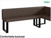 MEBLINI Eckbank für Esszimmer mit ausziehbarem Tisch - Küchenbank - Essecke - Sitzecke Küche - TONI - U-Beine 142x196x87cm Rechts - Braun Kunstleder/B Weiß Hochgl. Bild 5