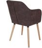 Esszimmerstuhl Malmö T381, Stuhl Küchenstuhl, Retro 50er Jahre Design ~ Textil, vintage dunkelbraun, helle Beine Bild 3