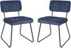 Esszimmerstuhl Melvin Set 2er, einzigartiges Design mit Streifenstruktur und Metallgestell, Stoff und Metall, Navy Blue, Bild 1