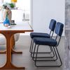 Esszimmerstuhl Melvin Set 2er, einzigartiges Design mit Streifenstruktur und Metallgestell, Stoff und Metall, Navy Blue, Bild 5