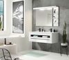 Badezimmer Spiegel Design-D in weiß Hochglanz und schwarz mit Beleuchtung 120 x 85 cm Bild 4