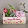 Herz & Heim Geschenkbox aus Holz - Geschenkkorb mit Blumen Motiv als Geschenkverpackung, mit Holzgriffen Bild 4
