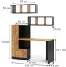 Schreibtisch-Set Tomy Anthrazit/Goldkraft Eiche 150x59 cm 3er Set da 2 Regale+Schreibtisch Vicco Bild 2
