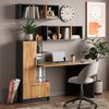 Schreibtisch-Set Tomy Anthrazit/Goldkraft Eiche 150x59 cm 3er Set da 2 Regale+Schreibtisch Vicco Bild 3