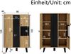 Beistellschränke, Sideboard, Vitrinen mit Glas und LED-Beleuchtung. Enthält Laminate, eine Kombination aus Schwarz und Holzfarben, einzigartiges schwarzes Holzstreifendesign [OLD SKU:WF313229230S] Bild 2