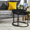 HOMCOM 2er Set Couchtisch Satztisch Rund Oval Beistelltisch Kaffeetisch Stapelbar für Wohnzimmer mit Faux Marmor Seite bis 30 kg MDF Stahl Schwarz Ø50x50,5H cm Bild 4