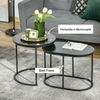 HOMCOM 2er Set Couchtisch Satztisch Rund Oval Beistelltisch Kaffeetisch Stapelbar für Wohnzimmer mit Faux Marmor Seite bis 30 kg MDF Stahl Schwarz Ø50x50,5H cm Bild 5