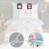 Good Morning Kids Flanell Bettwäsche 135x200 Turr Winter Tiere rosa mint 33370 Bild 4