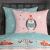 Good Morning Kids Flanell Bettwäsche 135x200 Turr Winter Tiere rosa mint 33370 Bild 3