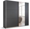 rauch 'KRONACH' Kleiderschrank, Schwebetürenschrank, 2-türig, 1 Spiegeltüre, Graumetallic, 218 x 210 x 59 cm