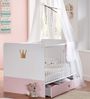 Babyzimmer Cindy Kinderzimmer Komplett Set in Weiß und Rosé in verschiedenen Varianten wählbar - 7 teilig , 2 türiger Kleiderschrank + Babybett + Wickelkommode + Umbauseiten + Bettschubkasten + Seitenregal + Wandboard Bild 5