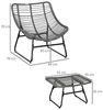 Outsunny Sitzgruppe Rattanstuhl mit Kissen, (Gartensessel, 2-tlg, Rattan Relaxsessel), Stahl Polyester Grau 69 x 76 x 70 cm Bild 3