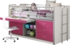 Vipack 'Bonny' Multifunktionsbett mit Schubladen und Schreibtisch, weiß/pink, 90x200 cm