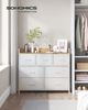 Songmics Kommode mit 7 Stoffschubladen, Holz / Metall wolkenweiß-eichenbeige, 98 x 28,5 x 85 (BxTxH) cm Bild 2
