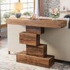 LITTLE TREE Konsolentisch, 108cm lang, Bauernhaus-Sofatisch mit Geometrisches Design, Schmaler Eingangstisch aus Holz für Wohnzimmer, Flur, rustikales Braun Bild 5