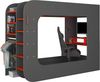 Vente-unique - Hochbett mit Gaming-Schreibtisch & Stauraum + LEDs - 90 x 200 cm - Anthrazit & Rot - WARRIOR Bild 5