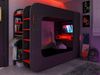 Vente-unique - Hochbett mit Gaming-Schreibtisch & Stauraum + LEDs - 90 x 200 cm - Anthrazit & Rot - WARRIOR Bild 3