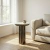 Beistelltisch Metall mit weißer Marmor Tischplatte 36cm Rund - Design Anstelltisch Aluminium - Loungetisch Säulenbein - Alu Sofatisch - Couchtisch Wohnzimmertisch Klein Handmade Bild 2