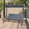 Outsunny Hollywoodschaukel mit verstellbarem Sonnendach, 3-Sitzer, Verstellbares Dach, Gartenschaukel, 1 tlg, Schaukelbank, für Garten, Balkon, Grau Bild 2