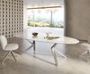 Esstisch Edge Oval 280x130 Keramik Minas Melange Weiß-Beige Zenthara kantig Edelstahl Bild 5
