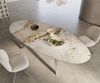 Esstisch Edge Oval 280x130 Keramik Minas Melange Weiß-Beige Zenthara kantig Edelstahl Bild 3