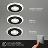 BRILONER Leuchten - 3er Set Einbauleuchten Decke LED, LED Lichtring, Einbaulampen flach LED, Einbaustrahler Bad, Badeinbaustrahler IP44, Schwarz, 84x34 mm (DxH) Bild 3