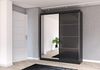 Fabryka Mebli Idźczak Schiebetürenschrank, eleganter Kleiderschrank Schrank Garderobe Spiegel Multi 31-180 cm, Schlafzimmer- Wohnzimmerschrank Schiebetüren Modern Design (Schwarz/Schwarz) Bild 2