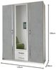 Drehtürenschrank >Duo< in WEISS + BETON-NB LICHTGRAU - 135x199x58cm (BxHxT) Bild 2