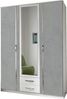 Drehtürenschrank >Duo< in WEISS + BETON-NB LICHTGRAU - 135x199x58cm (BxHxT) Bild 3