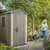 Keter Gerätehaus Factor 4x6, Beige, 4. 0m³ Rauminhalt, Außenmaße (B/T/H):129. 5 x 182 x 216. 5 cm, wetterfest, wasserdicht, UV-beständig, Outdoor Bild 2