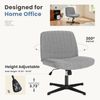 DUMOS Cross Legged Bürostuhl, Armloser Breiter Schreibtischstuhl Keine Räder, Moderner Home Office Schreibtisch Stuhl Swivel Verstellbarer Stoff Eitelkeit Stuhl Bild 5