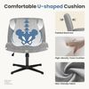 DUMOS Cross Legged Bürostuhl, Armloser Breiter Schreibtischstuhl Keine Räder, Moderner Home Office Schreibtisch Stuhl Swivel Verstellbarer Stoff Eitelkeit Stuhl Bild 4