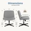 DUMOS Cross Legged Bürostuhl, Armloser Breiter Schreibtischstuhl Keine Räder, Moderner Home Office Schreibtisch Stuhl Swivel Verstellbarer Stoff Eitelkeit Stuhl Bild 2