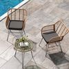 GarveeHome Outdoor Rattan Sitzgruppe, Möbel für 2 Personen, 3-TLG. Bistroset, Balkonmöbel, Gartenmöbel Set mit 2X Stühle + Tisch, kleine Lounge wetterfest für Garten Balkon Terrasse -Natur Bild 2