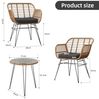 GarveeHome Outdoor Rattan Sitzgruppe, Möbel für 2 Personen, 3-TLG. Bistroset, Balkonmöbel, Gartenmöbel Set mit 2X Stühle + Tisch, kleine Lounge wetterfest für Garten Balkon Terrasse -Natur Bild 3