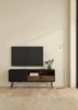 Dmora - Fernsehschrank Yvette, Ständer für Wohnzimmerfernseher, Niedriges Wohnzimmer-Sideboard, TV-Ständerbasis, 150x40 h60 cm, Schwarz und Walnuss Bild 4