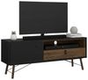 Dmora - Fernsehschrank Yvette, Ständer für Wohnzimmerfernseher, Niedriges Wohnzimmer-Sideboard, TV-Ständerbasis, 150x40 h60 cm, Schwarz und Walnuss Bild 2