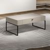 trendteam smart living - Sao Paulo - Couchtisch - Kashmir (Beige)/Evoke Eiche - Wohnzimmertisch breit mit Schublade (Soft-Close) - (BxHxT) 110 x 45 x 68 cm - Griffe und Füße aus Metall Bild 2