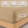Buymax® Topper Spannbettlaken 160x200 cm Spannbetttuch 100% Baumwolle Jersey für Matratzentopper bis 12 cm Matratzenhöhe Bettlaken für Boxspringbett Topper, Sand Bild 3
