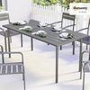 Outsunny Gartentisch mit Lamellen-Tischplatte, Stahlrahmen (Terrassentisch, 1-St, Esstisch), für Garten Balkon Terrasse Dunkelgrau Bild 2