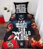 Herding Bettwäsche Justice League, 80x80+135x200 cm Superhelden Bettbezug Kissenbezug atmungsaktiv schwarz/rot Bild 3