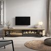 Skraut Home | TV-Schrank, Lowboard | für Wohnzimmer und Esszimmer | 288 x 57 x 35 cm | Für großformatiges TV | Elektrokamin XXL | Industriedesign | Moderner Stil | Eiche Bild 4